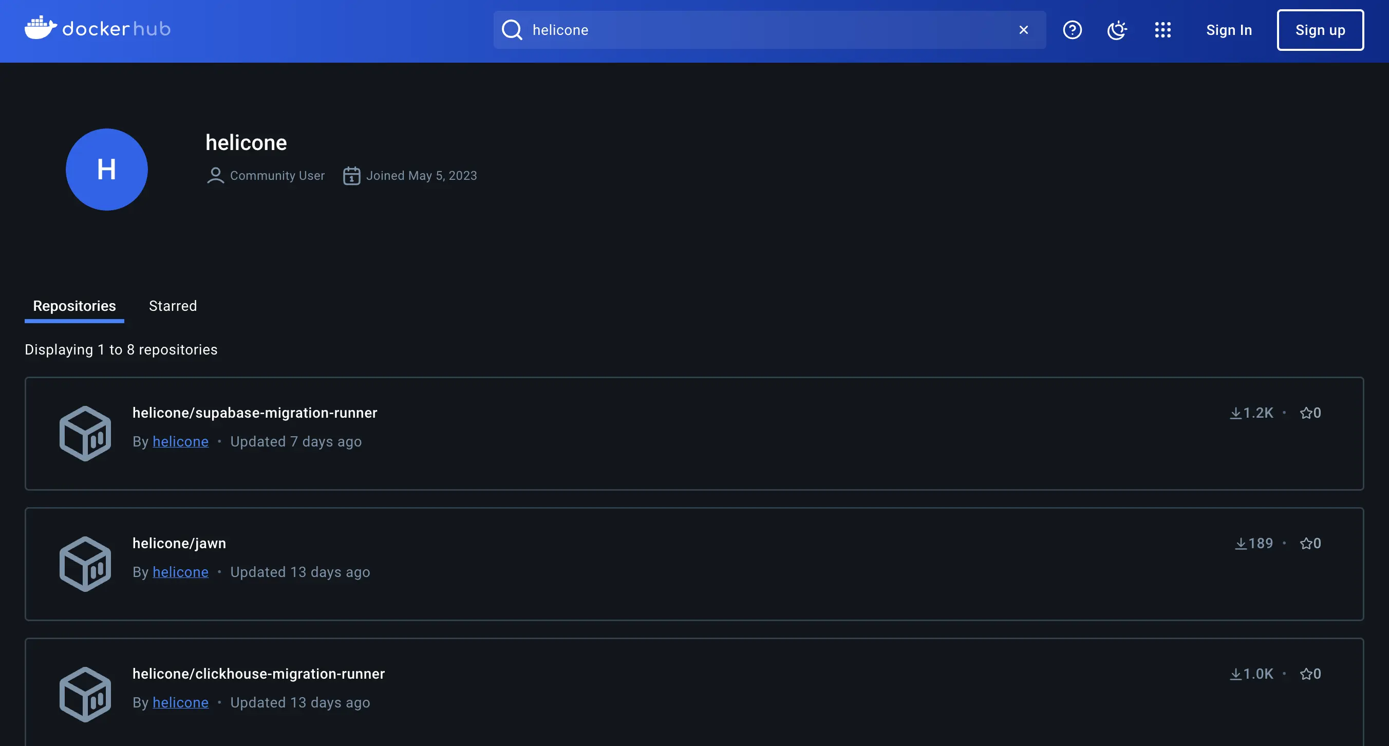 Docker images on Docker Hub